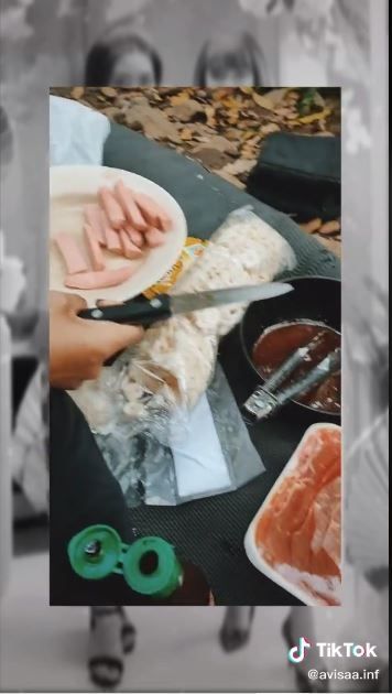 Sepasang sahabat makan di hutan (TikTok @avissa.inf)