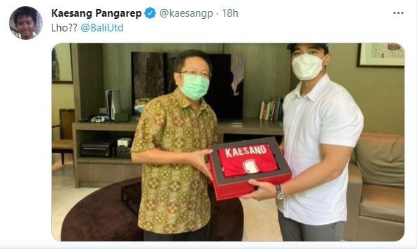 Kaesang Pangarep saat bertemu dengan pemilik Bali United, Pieter Tanuri. (Twitter/@kaesangp)