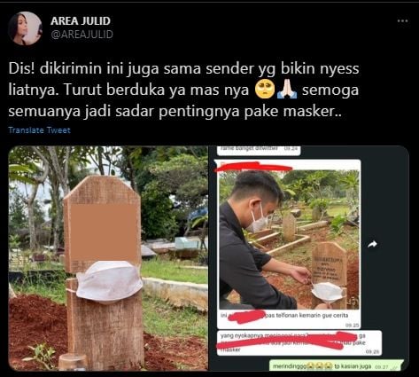 Viral nisan kuburan pakai masker (Twitter).