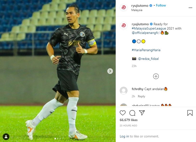 Ryuji Utomo ditunjuk jadi kapten Penang FC. (Instagram/ ryujiutomo)