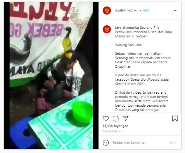 Viral video pria perlakukan penyandang disabilitas tak manusiawi (Instagram).