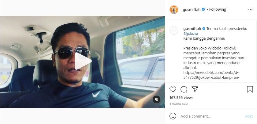 Gus Miftah berterima kasih pada Jokowi setelah perpres miras dicabut - (Instagram/@gusmiftah)