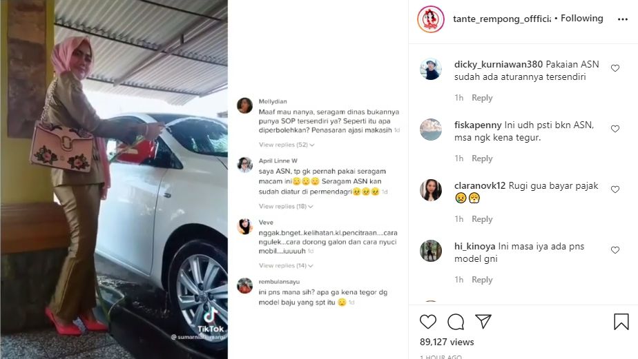 Seragam wanita ini jadi sorotan publik. (Instagram/@tante_rempong_offficial)