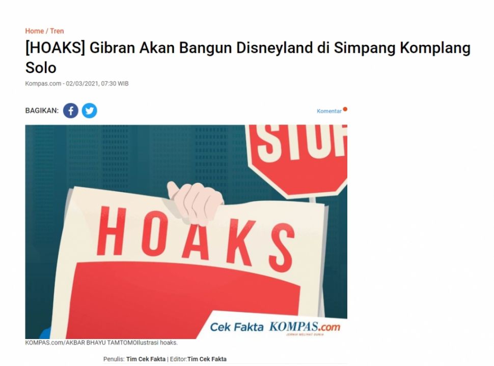 Gibran mau bangun Disneyland di Simpang Komplang (Turnbackhoax.id)
