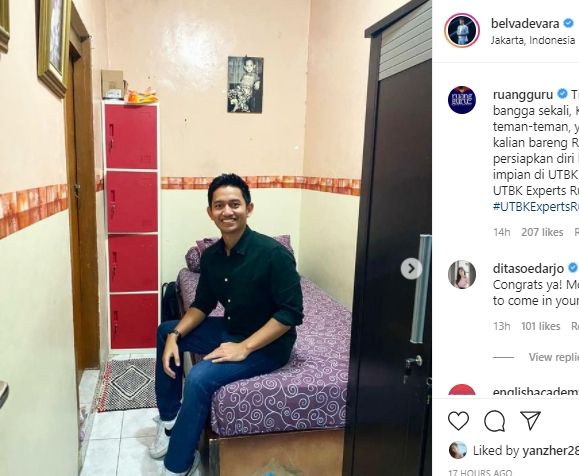 Kamar sederhana Belva Devara pendiri Ruangguru. [belvadevara / Instagram]