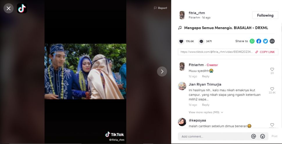 Viral akibat salah MUA, pengantin wanita malah jadi begini (TikTok).