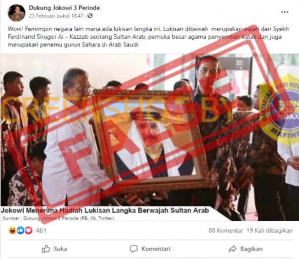 Cek Fakta Benarkah Jokowi Dihadiahi Lukisan Langka Berwajah Sultan Arab Minecraft tapi versi asli beneran di dunia nyata !!! cek fakta benarkah jokowi dihadiahi