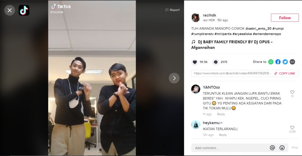 Viral pria mirip Arya Saloka dan pria mirip Amanda Manopo TikTok-an bareng (TikTok).
