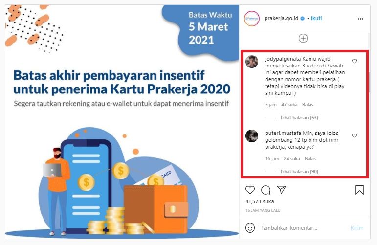 Heboh Pengumuman Program Prakerja Gelombang 12 (Instagram).