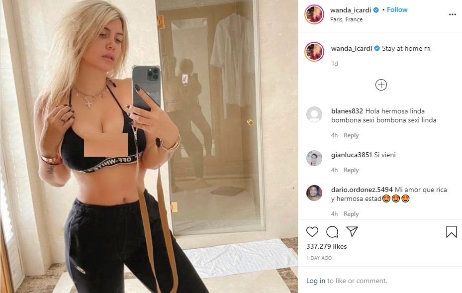 Wanda Nara seksi saat santai di rumah. (Instagram/wanda_icardi)