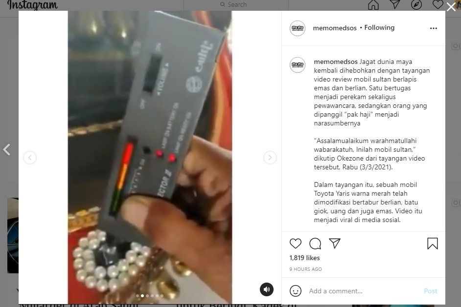 Mobil bertabur emas dan berlian (IG/memomedsos)