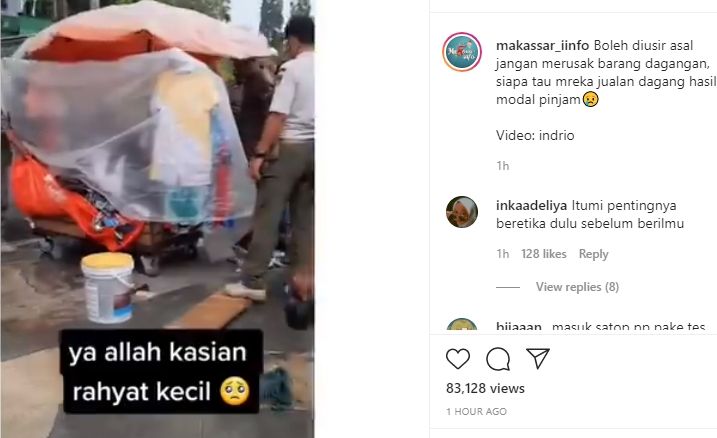 Pedagang kaki lima ditertibkan Satpol PP. (Instagram/makassar_iinfo)