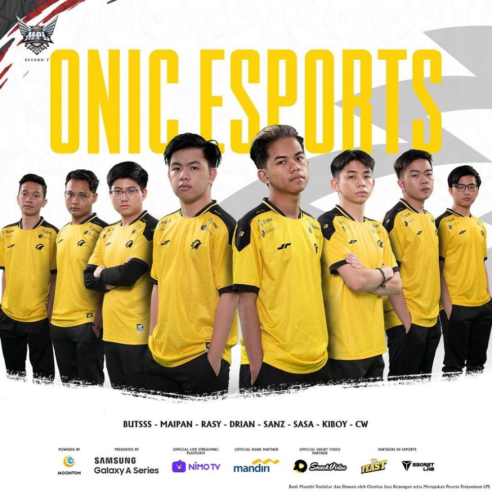 Roster ONIC Esports di MPL Season 7. (Instagram/ mpl.id.official)