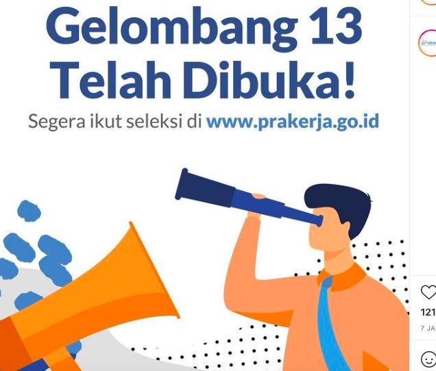 Kartu prakerja gelombang 13 sudah dibuka [instagram]