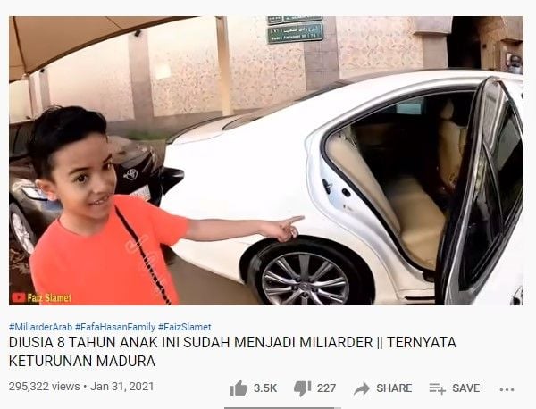 Bocah Madura jadi miliarder di Arab Saudi (Youtube/faizslamet)