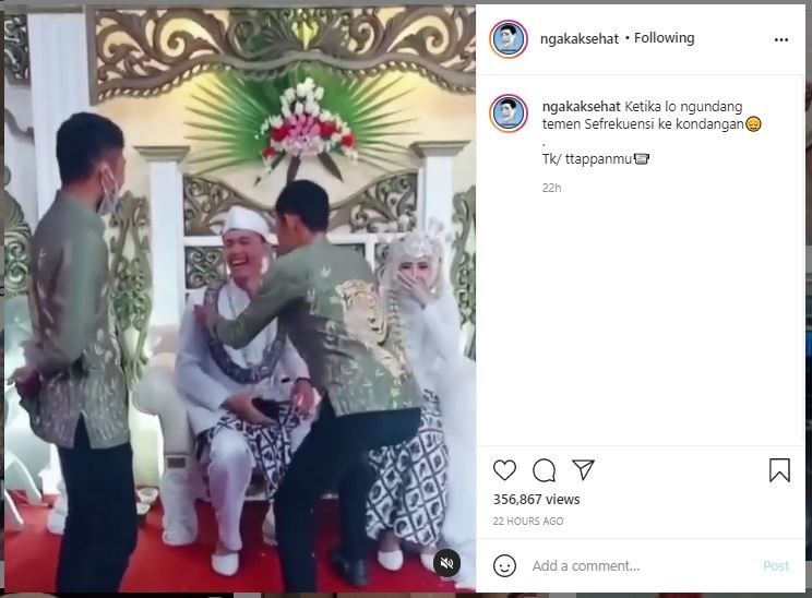 Datang ke Pernikahan, Teman Pengantin Pria Ini Malah Bawa Kado Tak Terduga (instagram.com/ngakaksehat)