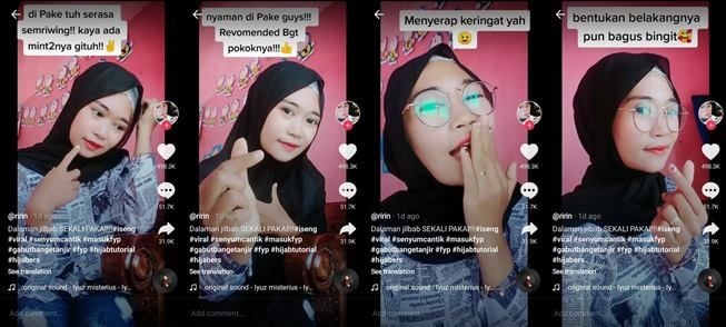 Viral wanita pakai pampers jadi dalaman hijab. (TikTok/@pbg.ngapak)