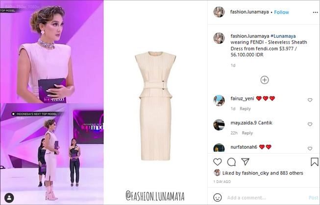 Detail oufit Luna Maya saat jadi juri. (Instagram/@fashion.lunamaya)