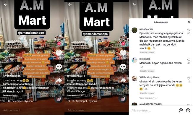 Amanda Manopo ubah lokasi syuting bak minimarket. (TikTok/@adhityaputeri16)