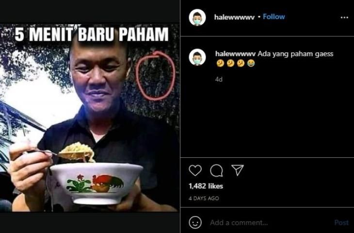 Ada Kejanggalan di Foto Pria Makan Mi Ayam, Publik Malah Berujung Bingung. (Instagram/@halewwww)