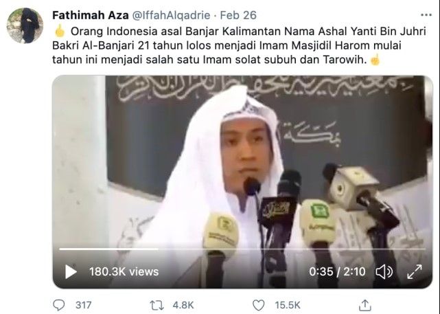 Fakta WNI jadi imam di Masjidil Haram (Turnbackhoax.id)