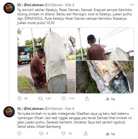 Mbah Bambang, penjual kue putu legendaris di Sleman - (Twitter/@IniSleman)