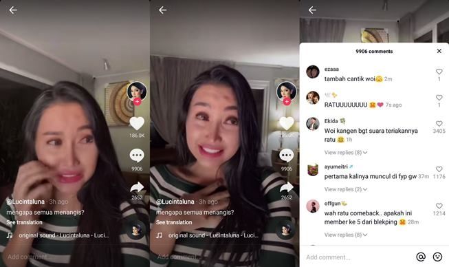 Kembali eksis di media sosial, Lucinta Luna dipuji semakin cantik. (TikTok/@lucintaluna_manjalita)