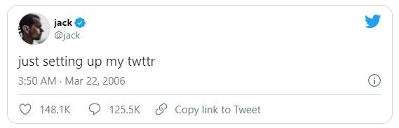 Cuitan pertama Jack Dorsey. (Twitter/@jack)