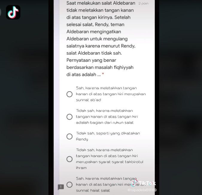 Soal ujian pakai nama tokoh Ikatan Cinta (Tiktok)