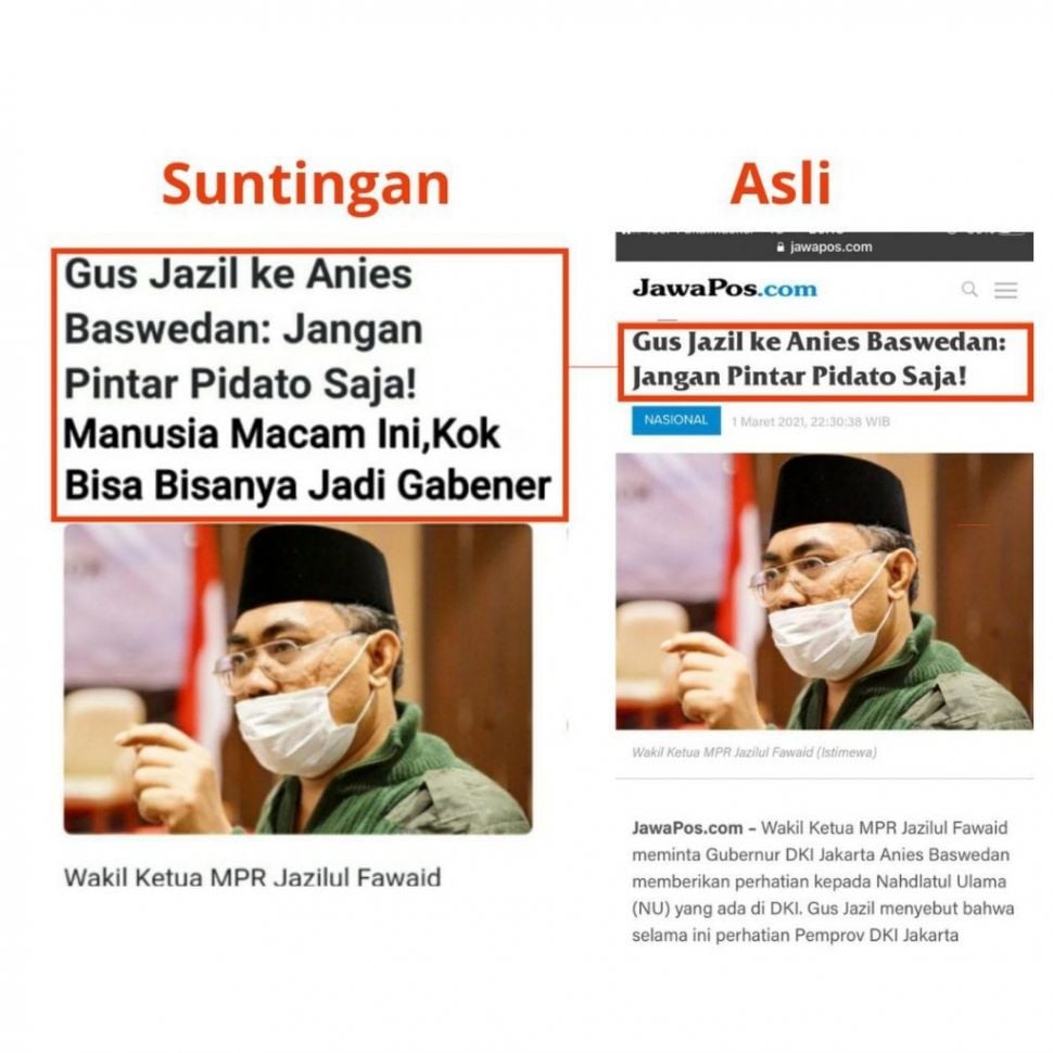 Fakta Gus Jazil sebut Anies bisa-bisanya jadi gabener (turnbackhoax.id)