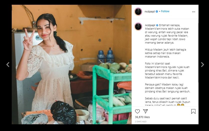 Hobi ke Warung Pecel Lele, Nora Alexandra: Memang Wajah Londo Lidahnya Jawa. (Instagram/@ncdpapl)