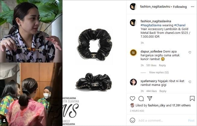 Ikat rambut nagita slavina harganya mencapai Rp7,5 juta. (Instagram/@fashion_nagitaslavina)