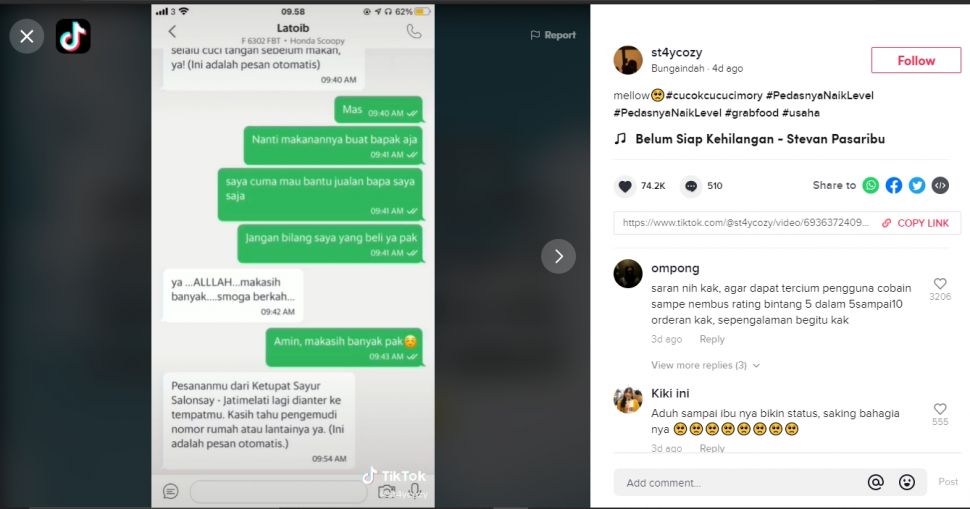 Viral curhat anak diam-diam beli dagangan ibu karena sepi (TikTok).