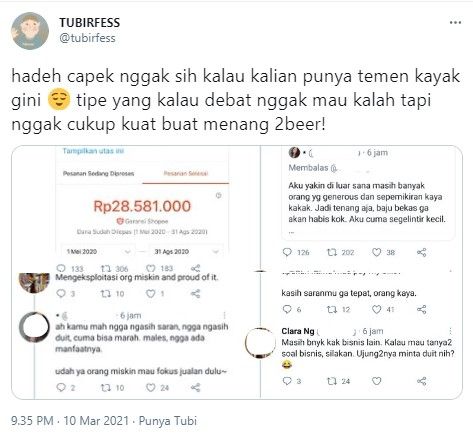 Polemik jual beli baju bekas (Twitter/tubirfess)