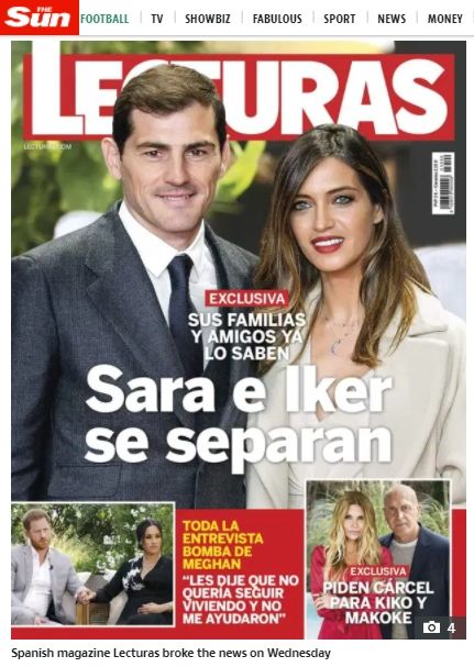 Iker Casillas digosipkan berpisah dengan istrinya. 