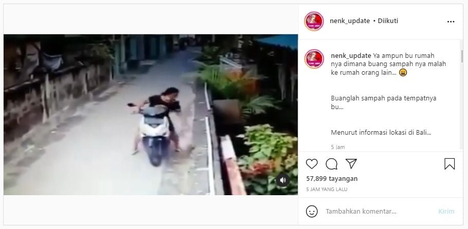 Viral emak-emak buang sampah di depan rumah orang (Instagram/nenk_update).