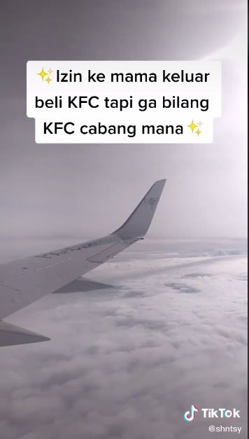 Pamit beli KFC, ternyata malah naik pesawat (TikTok @shntsy)