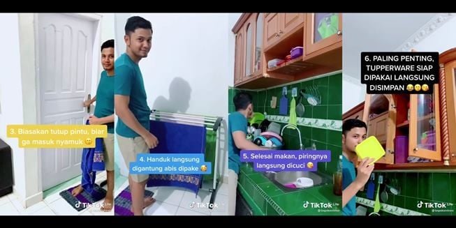 Tips untuk suami agar terhindar dari huru-hara rumah tangga. (TikTok/@bapakonlinee)