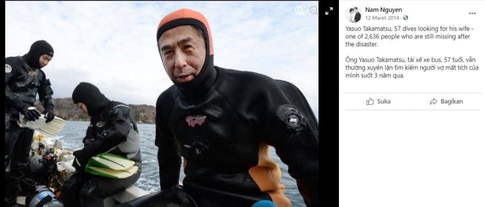 Yasuo Takamatsu, Pria yang Masih Setia Mencari Istri yang Hilang Pasca Tsunami (facebook.com/Nam Nguyen)