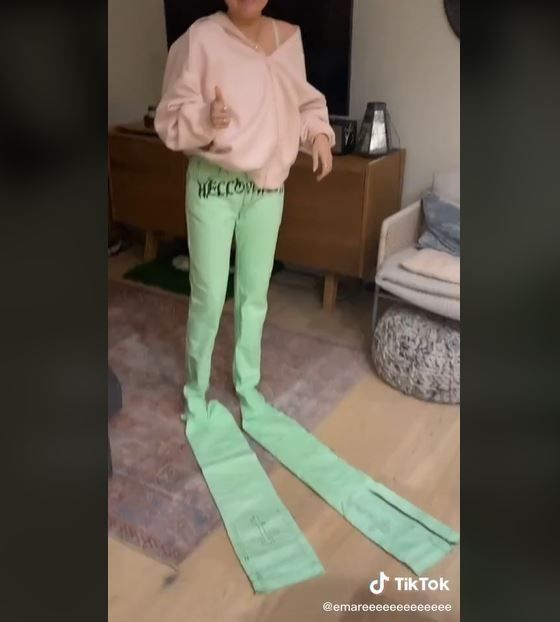 Beli di Olshop, Wanita Ini Bingung Dikirimi Celana Panjang 3 Meter (tiktok.com/@emareeeeeeeeeeeee)