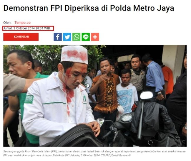 Cek Fakta benarkah orang ngaku FPI dihajar sampai babak belur pengunjung warteg (turnbackhoax.id).