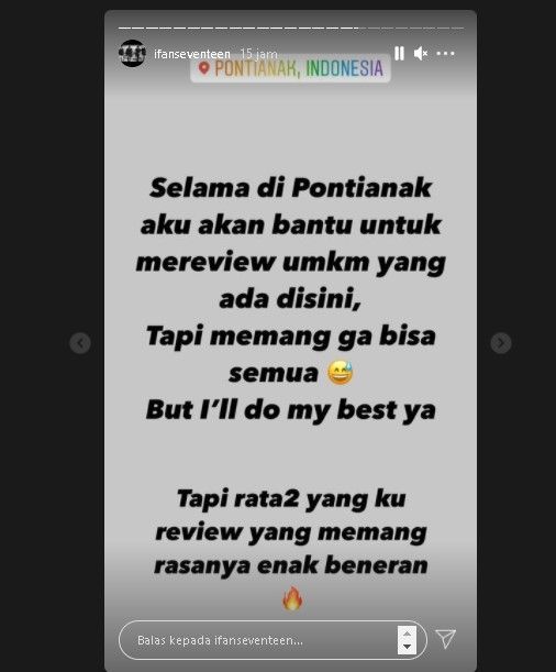 Ifan Seventeen bantu UMKM di Pontianak, Kalimantan Barat. (Instagram/@ifanseventeen)