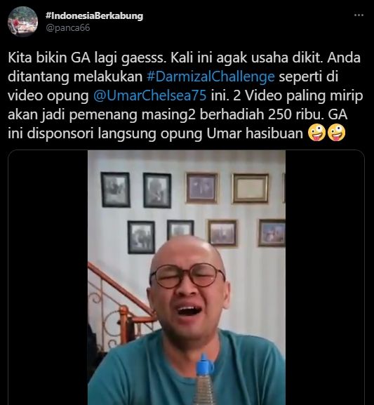 Gus Umar bikin tantangan #DarmizalChallenge. (Twitter/panca666)