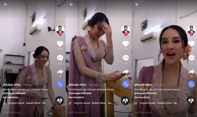 Anya Geraldine habis ratusan juta untuk urus penampilan kondangan? (TikTok/@bubahalfian)