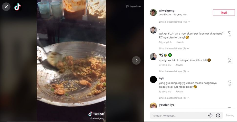 Viral pria pesan nasi goreng lewat mobil remot (TikTok).