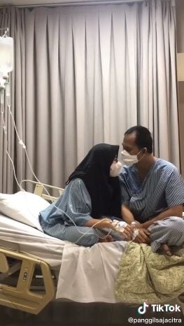 Pengorbanan istri donor ginjal untuk suami. (Tiktok/@yunitarusdan)