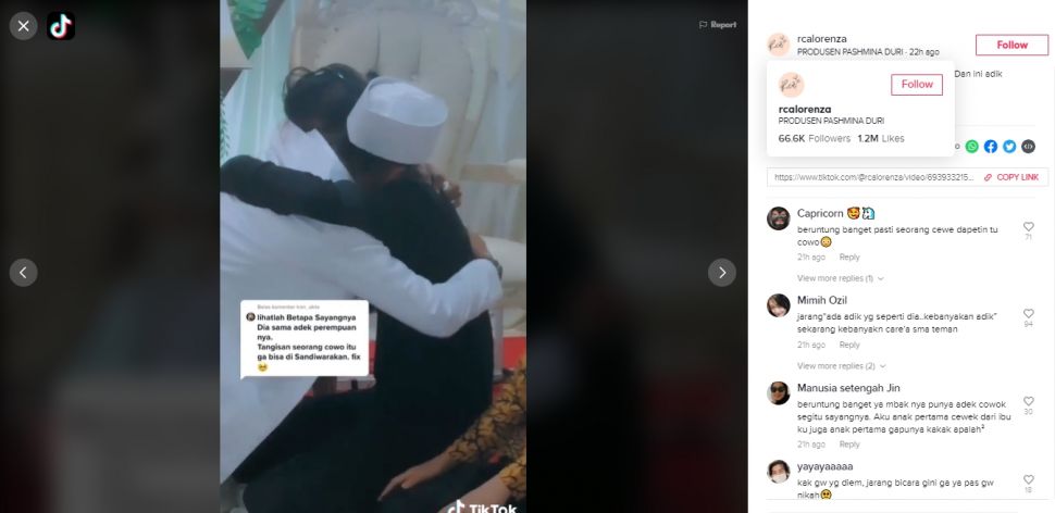 Seorang pria nangis sesenggukan peluk pengantin pria (TikTok).