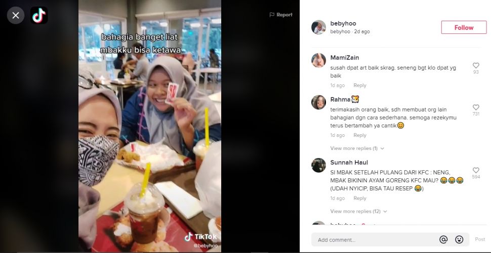 Momen ART dan Majikan makan mewah bareng bak teman (TikTok).