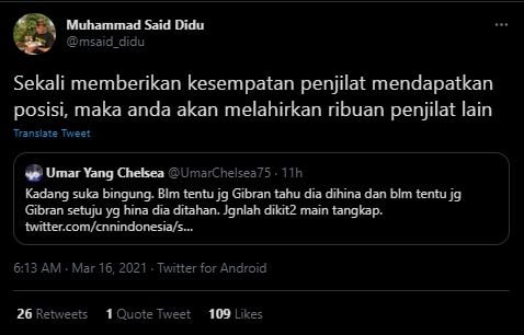 Cuitan Said Didu soal mahasiswa diciduk karena olok-olok Gibran (Twitter).