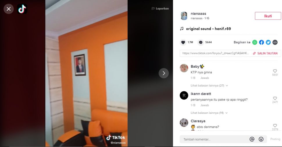 Rumah terletak di Indonesia - Malaysia, ada foto Jokowi (TikTok).